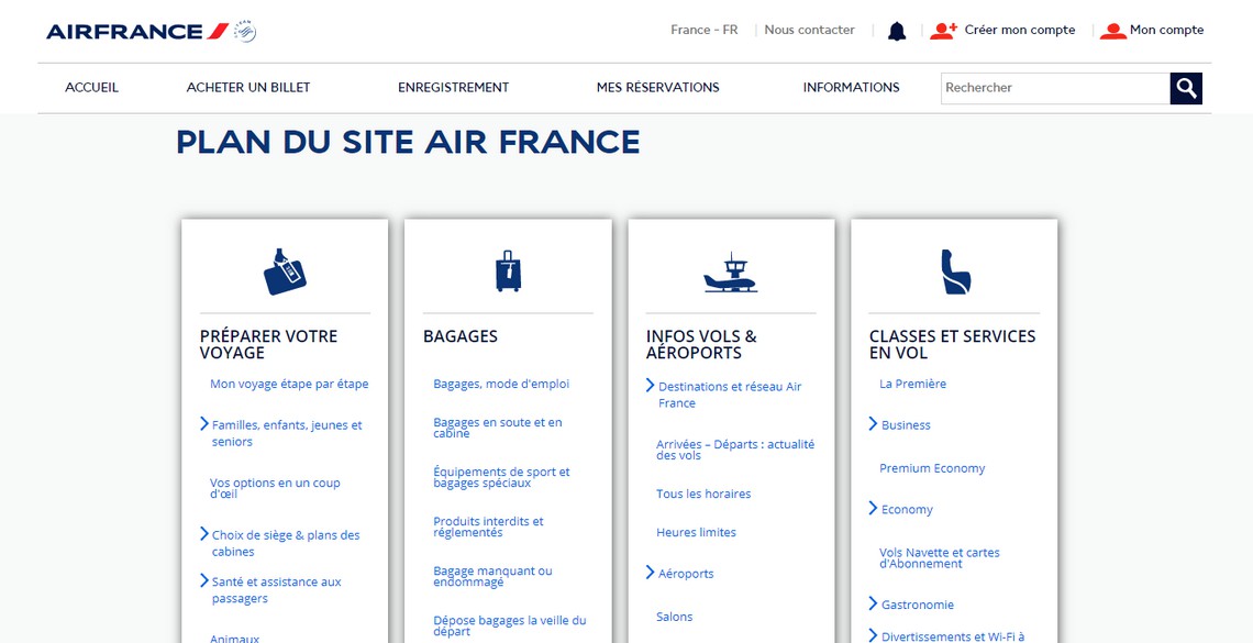 Plan du site Air France